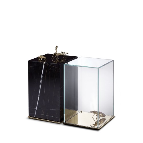 Table d'appoint 145 - Metamorphosis - Black marble side table with brass accents - Pacific Compagnie.