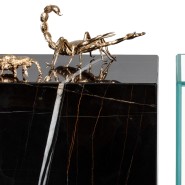 Table d'appoint 145 - Metamorphosis - Table d'appoint design en laiton poli et marbre - Pacific Compagnie.