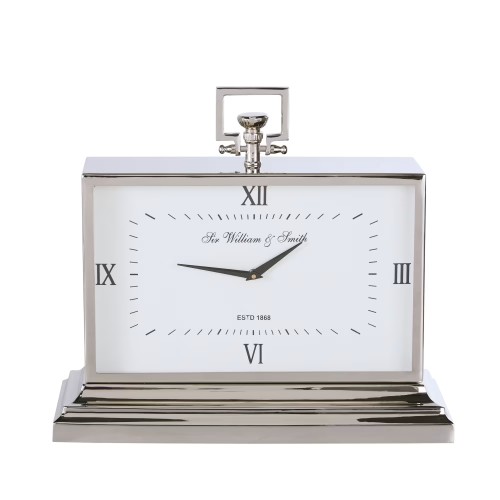 Horloge PC - Nickel Desk - Modern polished nickel desk clock Horloge PC-Nickel Desk - Pacific Compagnie.