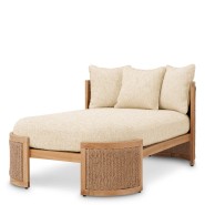 Méridienne 24 - Marenzo - Natural teak wood daybed with rattan details - Pacific Compagnie.