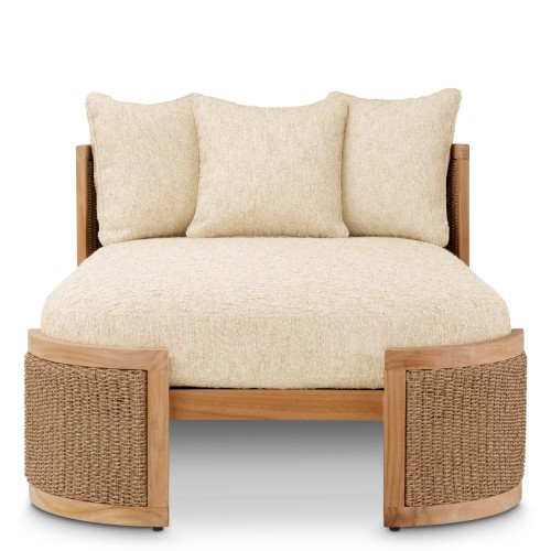 Méridienne 24 - Marenzo - Daybed with natural Arden fabric and teak wood frame - Pacific Compagnie.