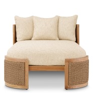 Méridienne 24 - Marenzo - Daybed with natural Arden fabric and teak wood frame - Pacific Compagnie.