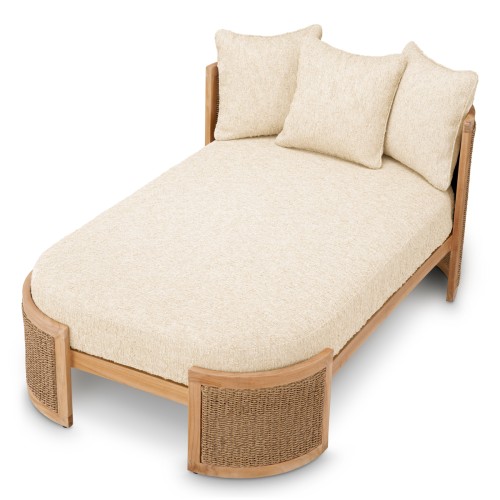Méridienne 24 - Marenzo - Daybed featuring natural teak wood and comfortable natural Arden upholstery - Pacific Compagnie.