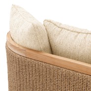 Méridienne 24 - Marenzo - Teak wood daybed with rattan and natural Arden fabric, perfect for outdoor use - Pacific Compagnie.