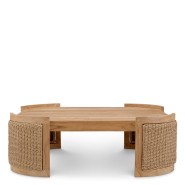 Table basse d'extérieur 24 - Marenzo - Outdoor coffee table with natural teak wood and rattan, perfect for garden decor - Pacifi