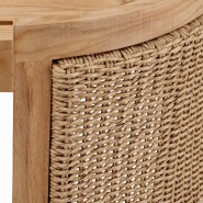 Table basse d'extérieur 24 - Marenzo - Outdoor furniture featuring a rattan and natural teak wood coffee table, perfect for balc