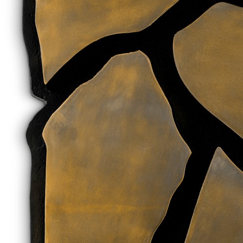 Décoration murale 24 - Sova - Large 90x60 cm aluminum and MDF wall decor in aged brass - Pacific Compagnie.
