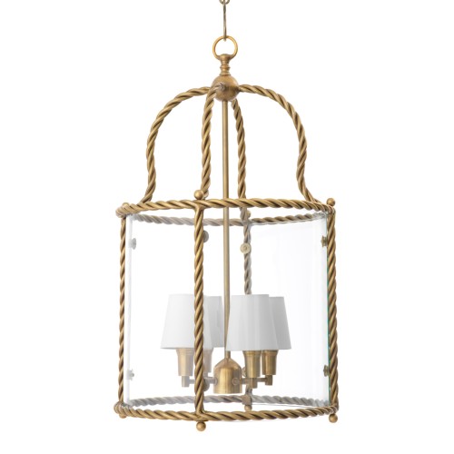 Suspension 24 - Preston - Pendant light in vintage brass finish with clear glass shade - Pacific Compagnie.