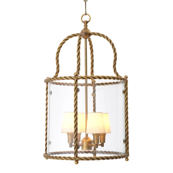 Suspension 24 - Preston - Luxury pendant light with vintage brass and glass design - Pacific Compagnie.