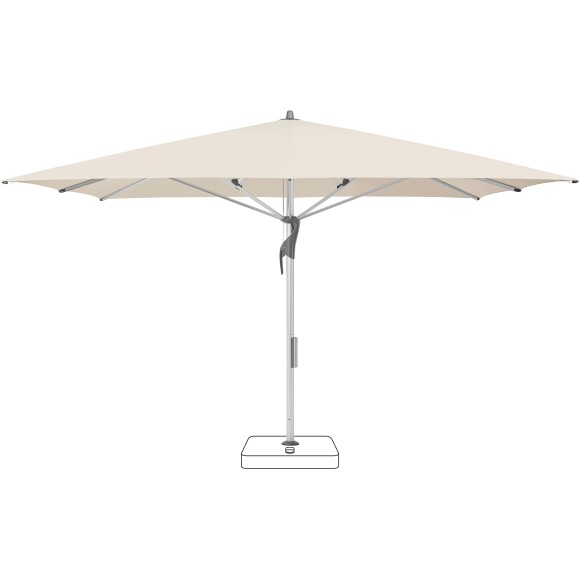 Parasol 86 - Fortello LED - Parasol de grande taille en aluminium anodisé naturel avec éclairage LED - Pacific Compagnie.