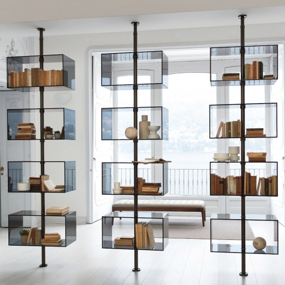 Bibliothèque 163 - Domino - Glass bookcase with Domino design, 74cm wide - Pacific Compagnie.