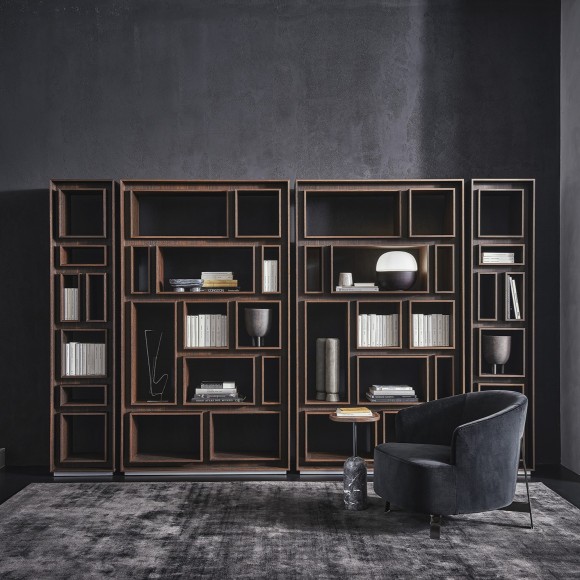 Bibliothèque 163 - Fancy - Elegant wooden bookcase with metal accents, perfect for home library organization - Pacific Compagnie