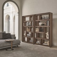 Bibliothèque 163 - First - Wooden bookcase with metal details, 208 cm high - Pacific Compagnie.