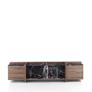 Buffet 163 - Akeru - Luxury sideboard featuring wood, marble, and metal finishes - Pacific Compagnie.