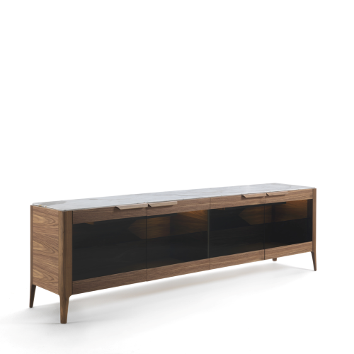 Buffet 163 - Atlante - Buffet en marbre et bois, dimensions L212 × P56 × H76 cm - Pacific Compagnie.