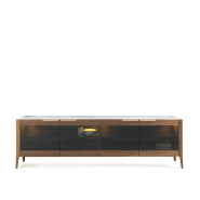 Buffet 163 - Atlante - Meuble de salle à manger en bois, couleurs bois et marbre - Pacific Compagnie.