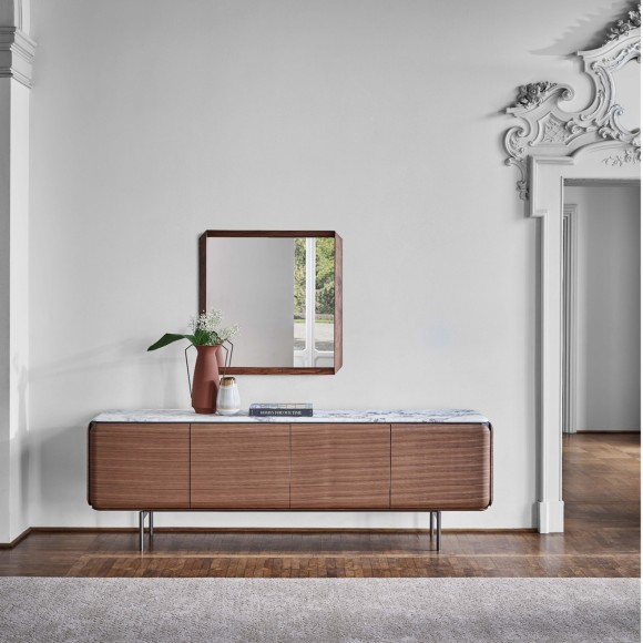 Buffet 163 - Pebble - Meuble de rangement en bois et métal avec plateau en marbre - Pacific Compagnie.