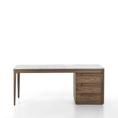 Bureau 163 - Afrodite - Wooden desk with marble and glass details - Pacific Compagnie.