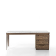 Bureau 163 - Afrodite - Bureau en bois et marbre avec surface en verre - Pacific Compagnie.