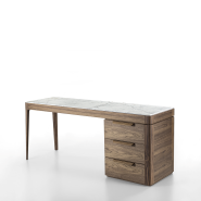 Bureau 163 - Afrodite - Bureau élégant en bois et verre avec touches de marbre - Pacific Compagnie.