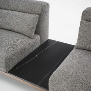 Canapé 163 - Argo - Canapé avec combinaison de bois et marbre, design sophistiqué - Pacific Compagnie.