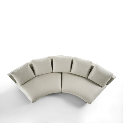 Canapé 163 - Étienne - Sleek metal and wood combination sofa, 377cm deep - Pacific Compagnie.