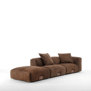 Canapé 163 - Koji - Wooden sofa with comfortable cushioning and wood accents - Pacific Compagnie.