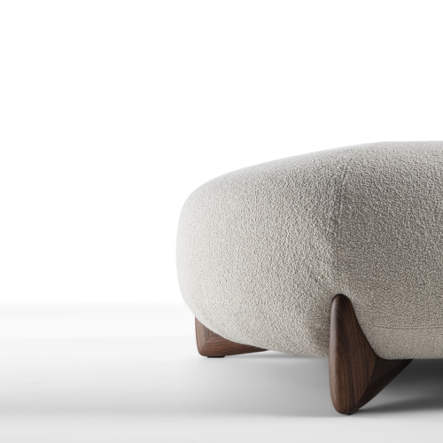 Pouf 163 - Softbay - Pouf de salon en bois, référence Porada, dimensions 110x46 cm - Pacific Compagnie.