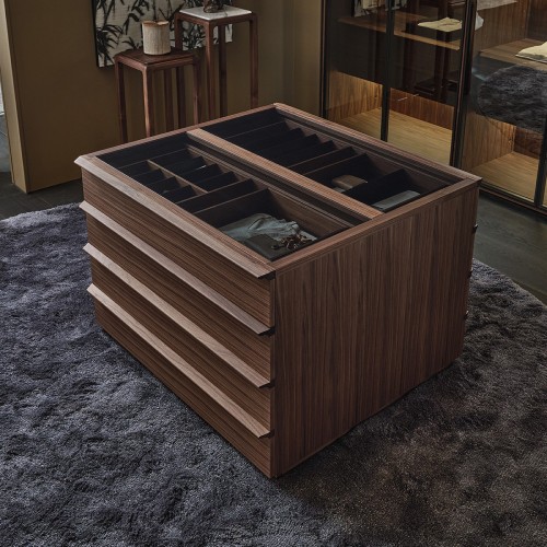 Armoire 163 - My Suite/ My closet island - Wooden cupboard with glass details, perfect for closets - Pacific Compagnie.