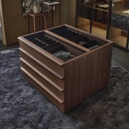 Armoire 163 - My Suite/ My closet island - Armoire en bois et verre avec îlot, dimensions L115 × P107, 5 × H82 cm - Pacific Comp