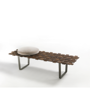 Banc 163 - Belt - Wooden bench with metal details, modern living room furniture - Pacific Compagnie.