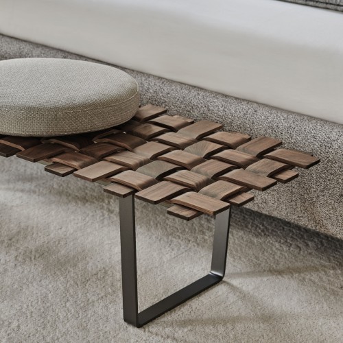 Banc 163 - Belt - Wooden bench with metal accents, modern living room seating - Pacific Compagnie.