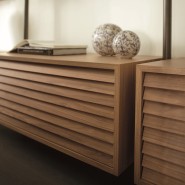 Bibliothèque 163 - Ubiqua - Bibliothèque en bois et métal avec étagères en verre - Pacific Compagnie.
