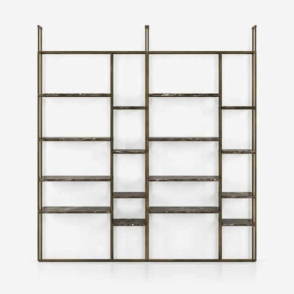 Bibliothèques 150 - Frame Garden - Bibliothèque de luxe en or émaillé gris carbone, collection Rugiano Outdoor - Pacific Compagn