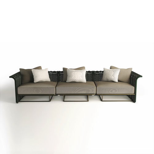 Canapé 150 - Marina 180 - Luxury outdoor sofa in bronze metal and beige rope, perfect for garden decor - Pacific Compagnie.