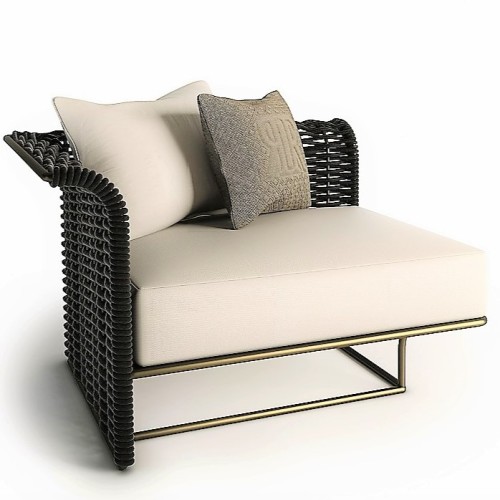Canapé 150 - Marina 180 - Outdoor bronze metal and beige soft rope sofa for luxurious garden furnishing - Pacific Compagnie.