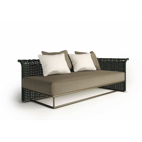 Canapé 150 - Marina 180 - Beige soft rope and outdoor bronze metal combined in a stylish garden sofa - Pacific Compagnie.