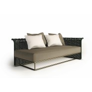 Canapé 150 - Marina 180 - Beige soft rope and outdoor bronze metal combined in a stylish garden sofa - Pacific Compagnie.