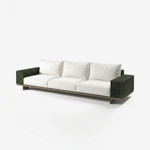 Canapé 150 - Memphis - Luxury outdoor sofa in green and aluminum, perfect for garden lounging - Pacific Compagnie.
