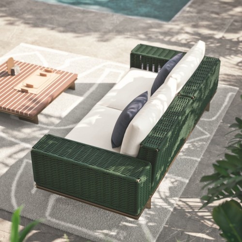 Canapé 150 - Memphis - Luxury outdoor sofa in green and bronze, with aluminum frame - Pacific Compagnie.