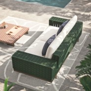 Canapé 150 - Memphis - Luxury outdoor sofa in green and bronze, with aluminum frame - Pacific Compagnie.