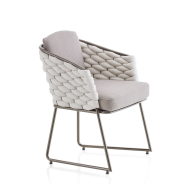 Chaise 150 - Afrodite - Chaise de jardin en métal bronze et corde souple beige, design élégant - Pacific Compagnie.