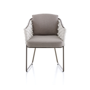 Chaise 150 - Afrodite - Siège de jardin en métal bronze avec corde souple beige, modèle Afrodite - Pacific Compagnie.
