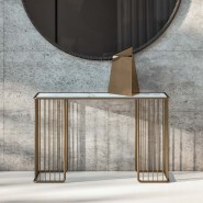 Console 150 - Marina | Console de luxe en métal bronze extérieur avec corde souple beige - Pacific Compagnie.