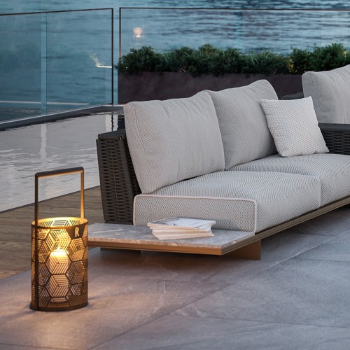 Éclairage 150 - Kimi - Unique grey rope outdoor lighting fixture in bronze finish - Pacific Compagnie.