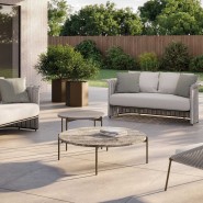 Table basse 150 - Apollo - Luxury outdoor coffee table in bronze and sand metal finish - Pacific Compagnie.