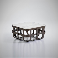 Table basse 150 - Dafne - Table basse d'extérieur en aluminium bronze avec diamètre 164 - Pacific Compagnie.