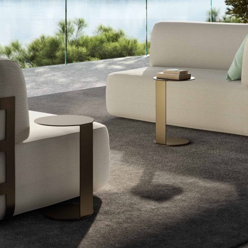 Table d'appoint 150 - Paride - Luxury outdoor sidetable in bronze aluminium finish - Pacific Compagnie.