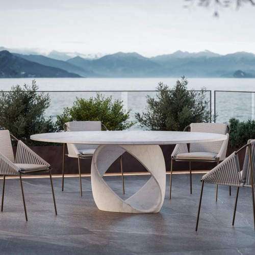 Table de repas 150 - Otello - Luxury marble outdoor dining table with metal frame - Pacific Compagnie.