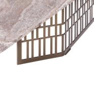 Table de repas 150 - Slice - Luxury outdoor dining table in Grey Travertino and Outdoor Bronze Steel - Pacific Compagnie.